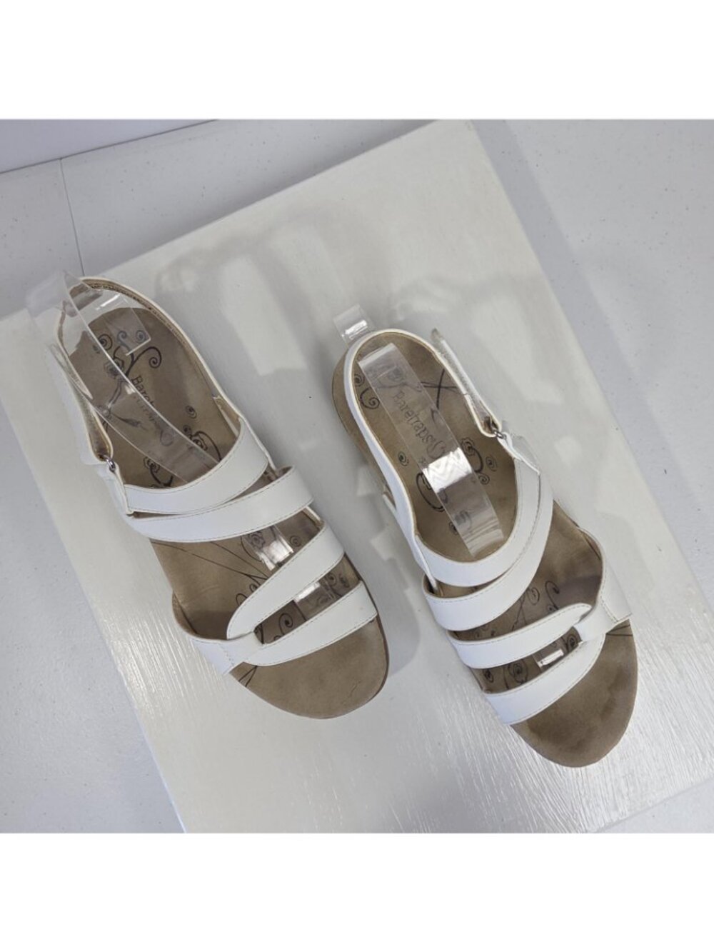 Baretraps Sandals Womens Size 8 White Jerie Strappy Slingback Comfort Wedge - Picture 6 of 9